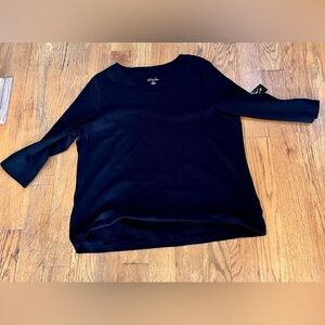 Kim Rogers 2X Black 3/4 Sleeve Top NWT - 100% Cotton Knit Pullover Comfort Shirt